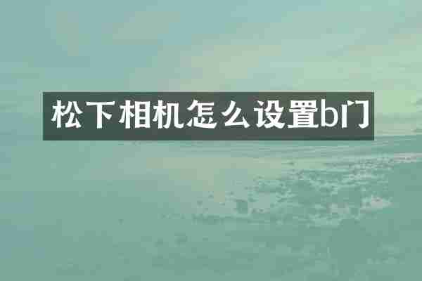 松下相机怎么设置b门