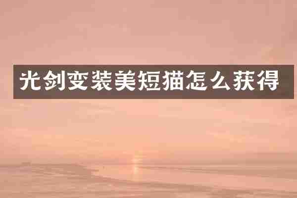 光剑变装美短猫怎么获得