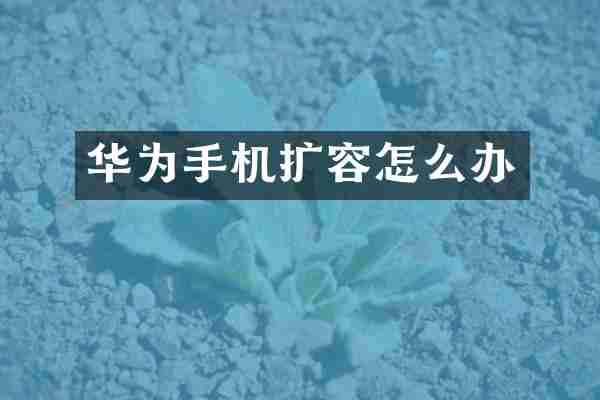 华为手机扩容怎么办