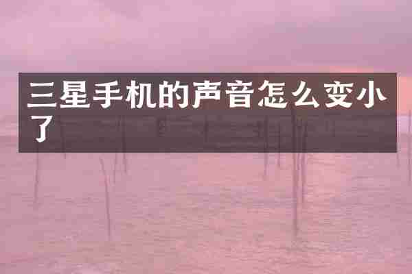 三星手机的声音怎么变小了