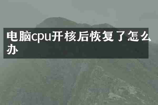 电脑cpu开核后恢复了怎么办