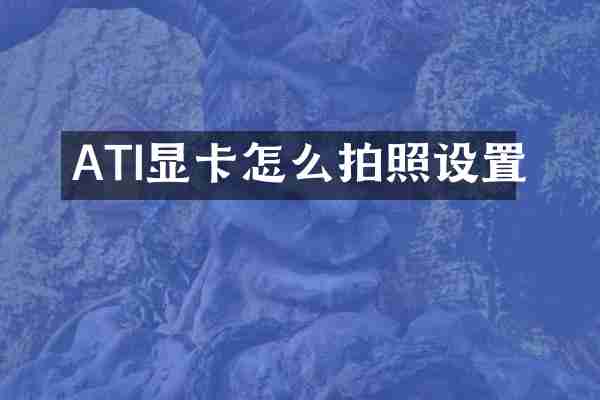 ATI显卡怎么拍照设置