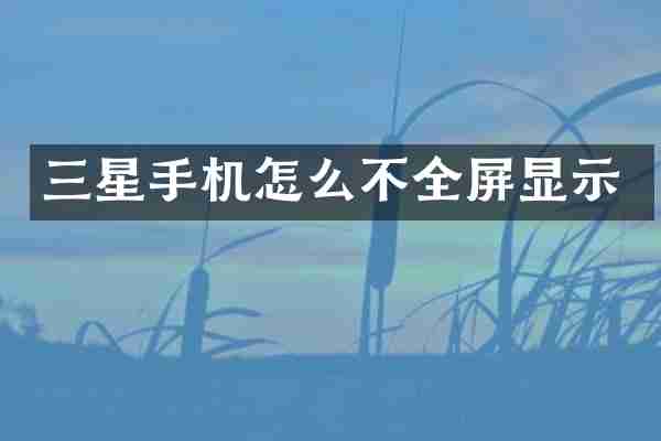 三星手机怎么不全屏显示