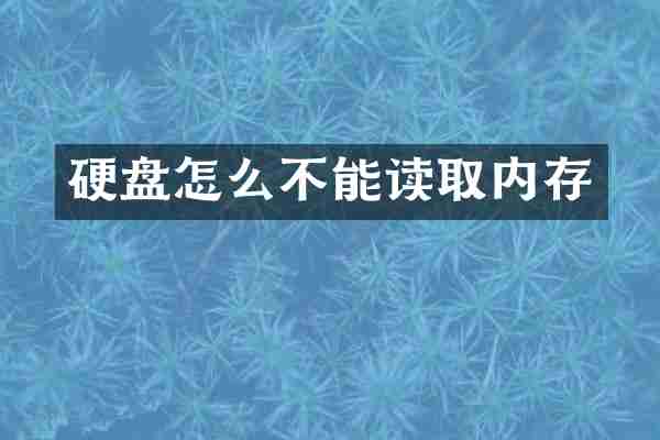 硬盘怎么不能读取内存