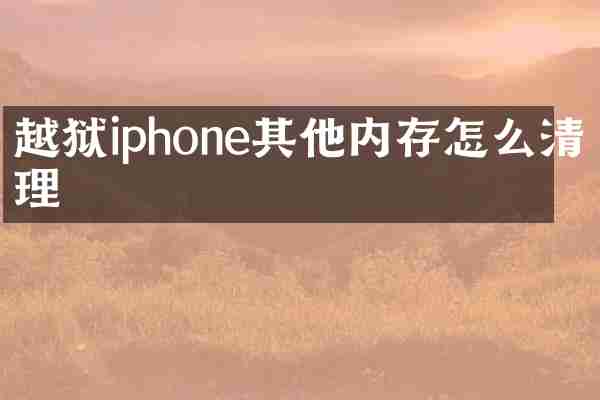 越狱iphone其他内存怎么清理