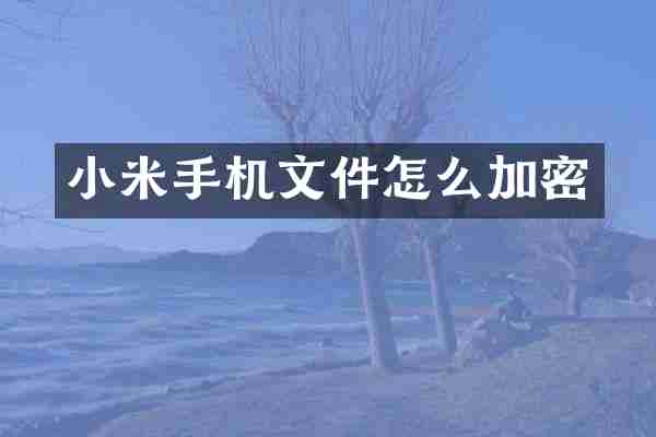 小米手机文件怎么加密