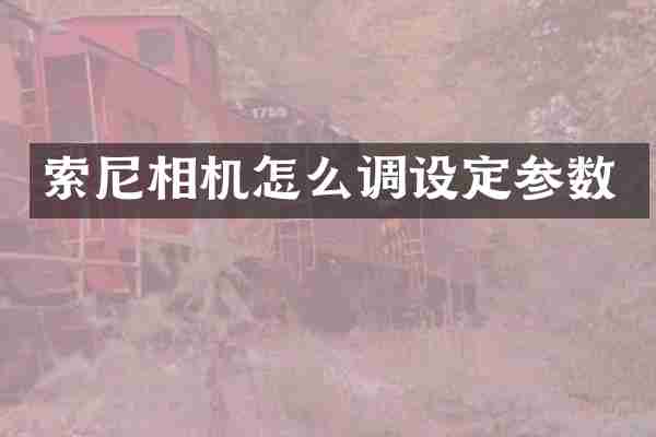 索尼相机怎么调设定参数