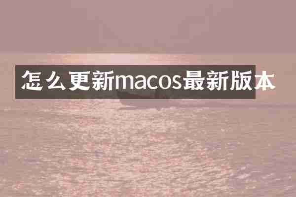 怎么更新macos最新版本