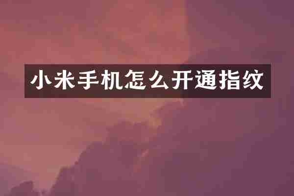 小米手机怎么开通指纹