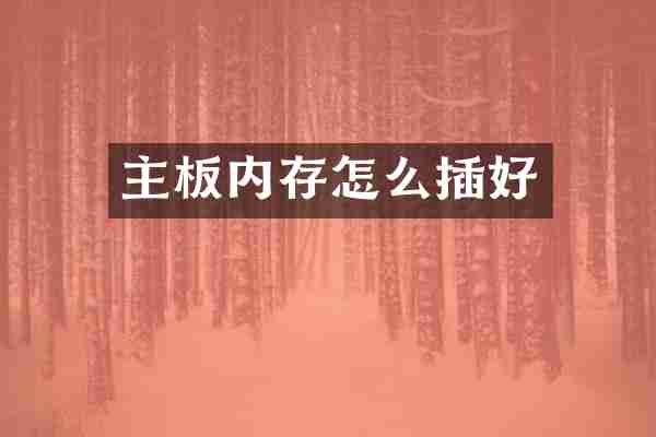 主板内存怎么插好