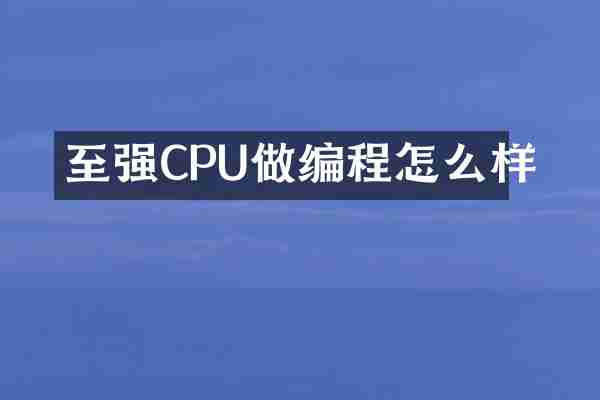 至强CPU做编程怎么样
