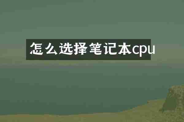 怎么选择笔记本cpu