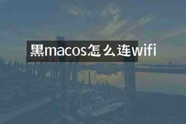 黑macos怎么连wifi