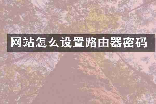 网站怎么设置路由器密码