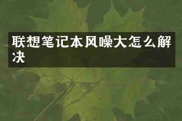 联想笔记本风噪大怎么解决