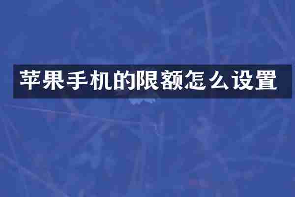 苹果手机的限额怎么设置