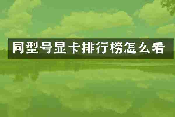 同型号显卡排行榜怎么看
