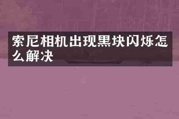 索尼相机出现黑块闪烁怎么解决