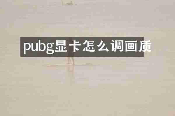 pubg显卡怎么调画质