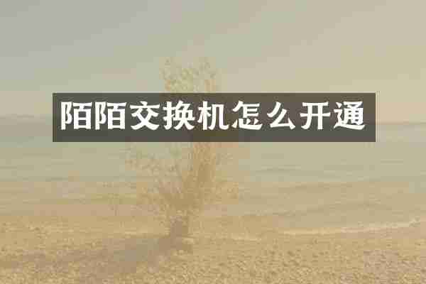 陌陌交换机怎么开通