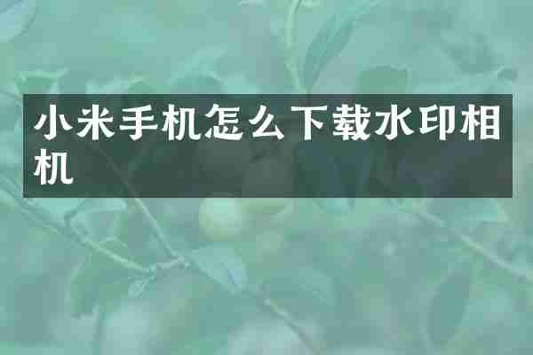 小米手机怎么下载水印相机