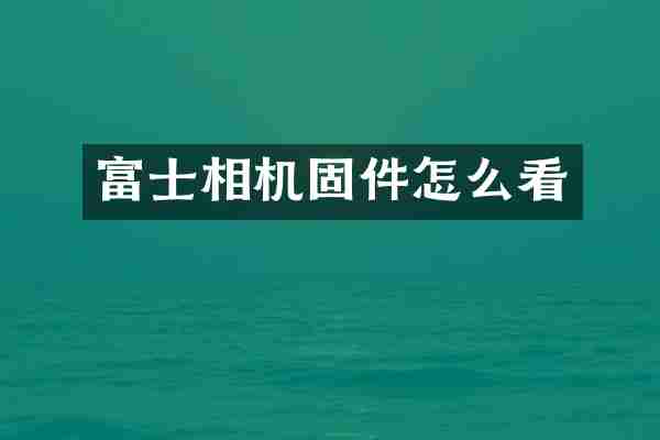 富士相机固件怎么看