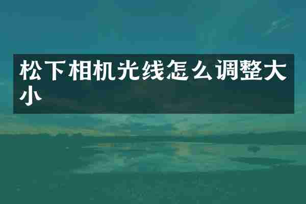 松下相机光线怎么调整大小