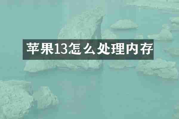 苹果13怎么处理内存