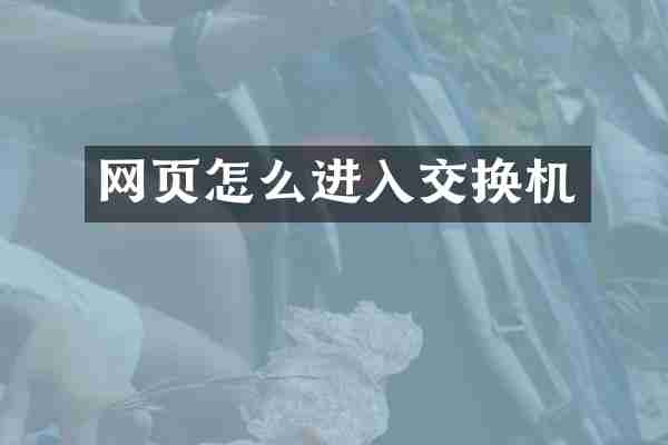 网页怎么进入交换机