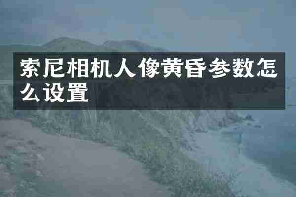 索尼相机人像黄昏参数怎么设置