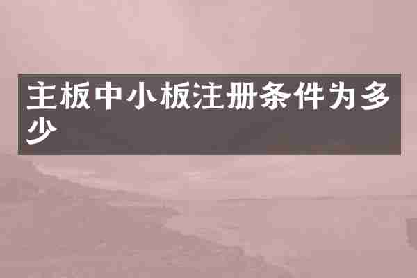 主板中小板注册条件为多少