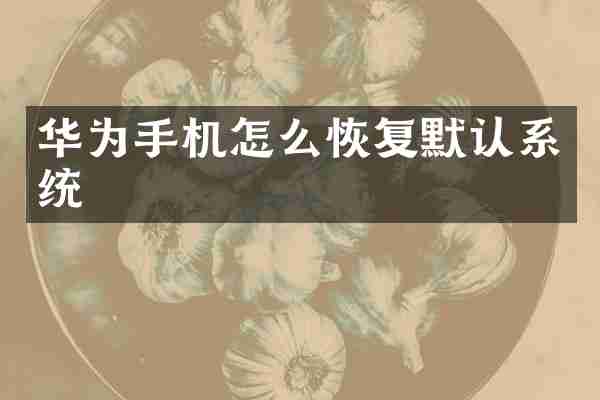 华为手机怎么恢复默认系统