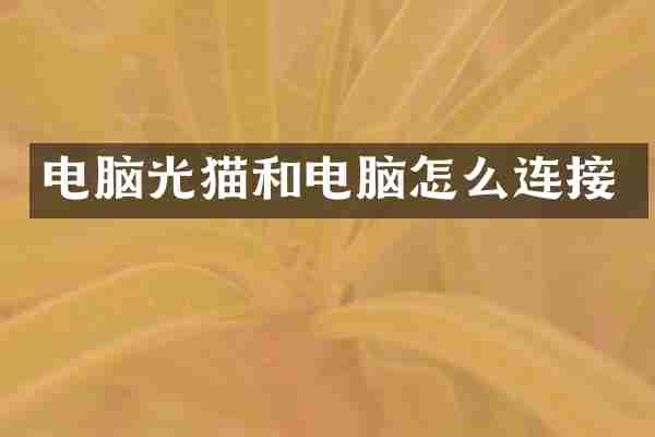 电脑光猫和电脑怎么连接