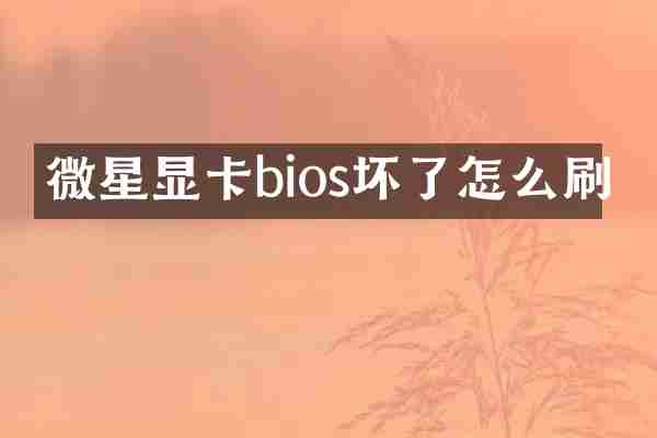微星显卡bios坏了怎么刷