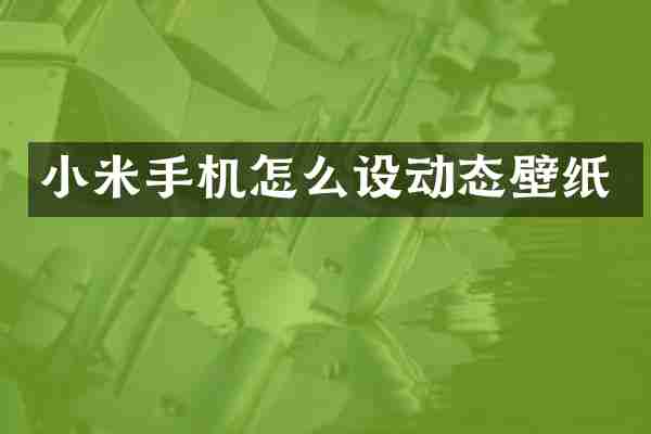 小米手机怎么设动态壁纸