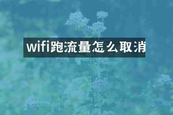 wifi跑流量怎么取消