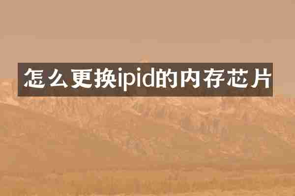 怎么更换ipid的内存芯片