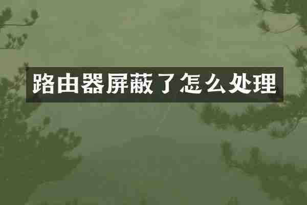 路由器屏蔽了怎么处理