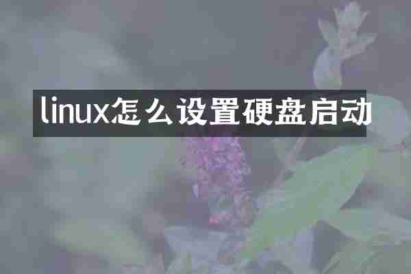 linux怎么设置硬盘启动