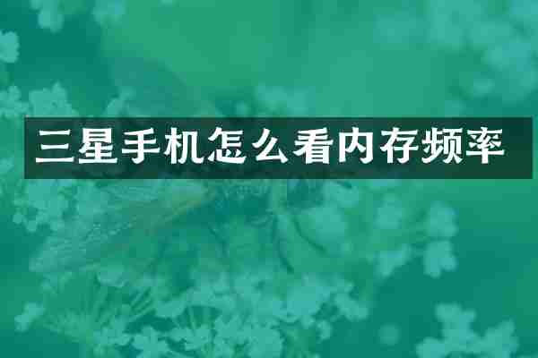 三星手机怎么看内存频率