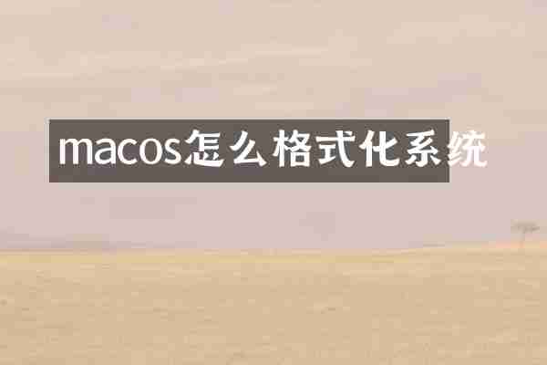 macos怎么格式化系统