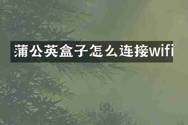 蒲公英盒子怎么连接wifi