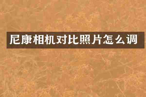 尼康相机对比照片怎么调