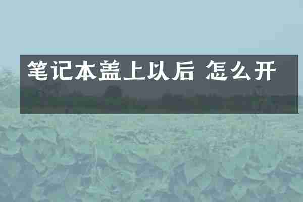 笔记本盖上以后 怎么开机