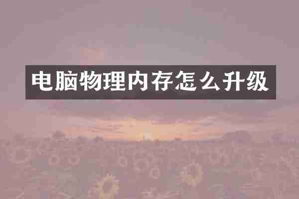 电脑物理内存怎么升级
