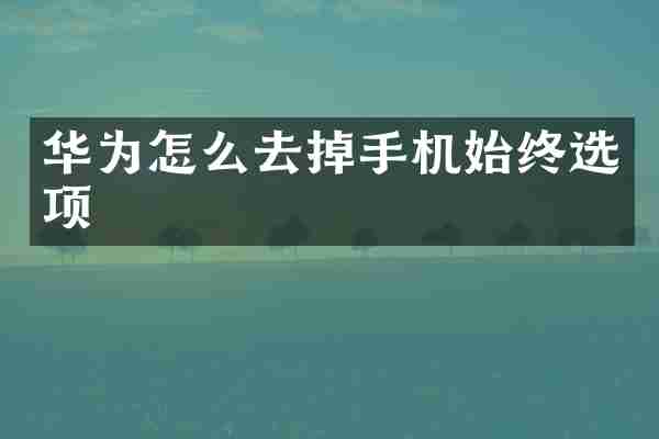 华为怎么去掉手机始终选项