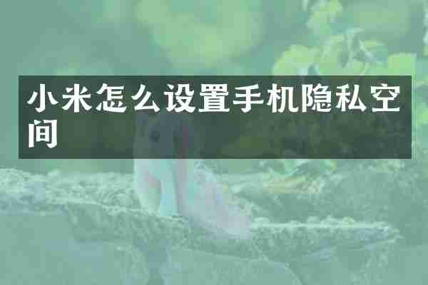 小米怎么设置手机隐私空间