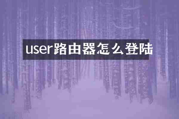 user路由器怎么登陆