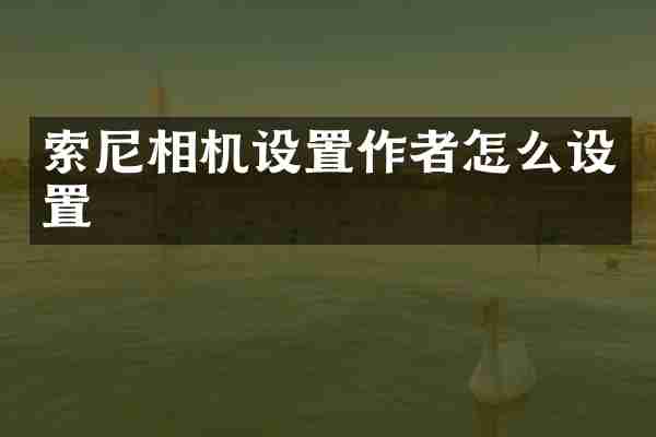 索尼相机设置作者怎么设置