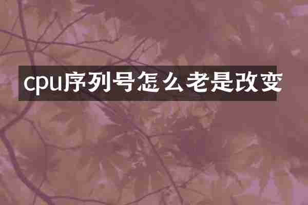 cpu序列号怎么老是改变